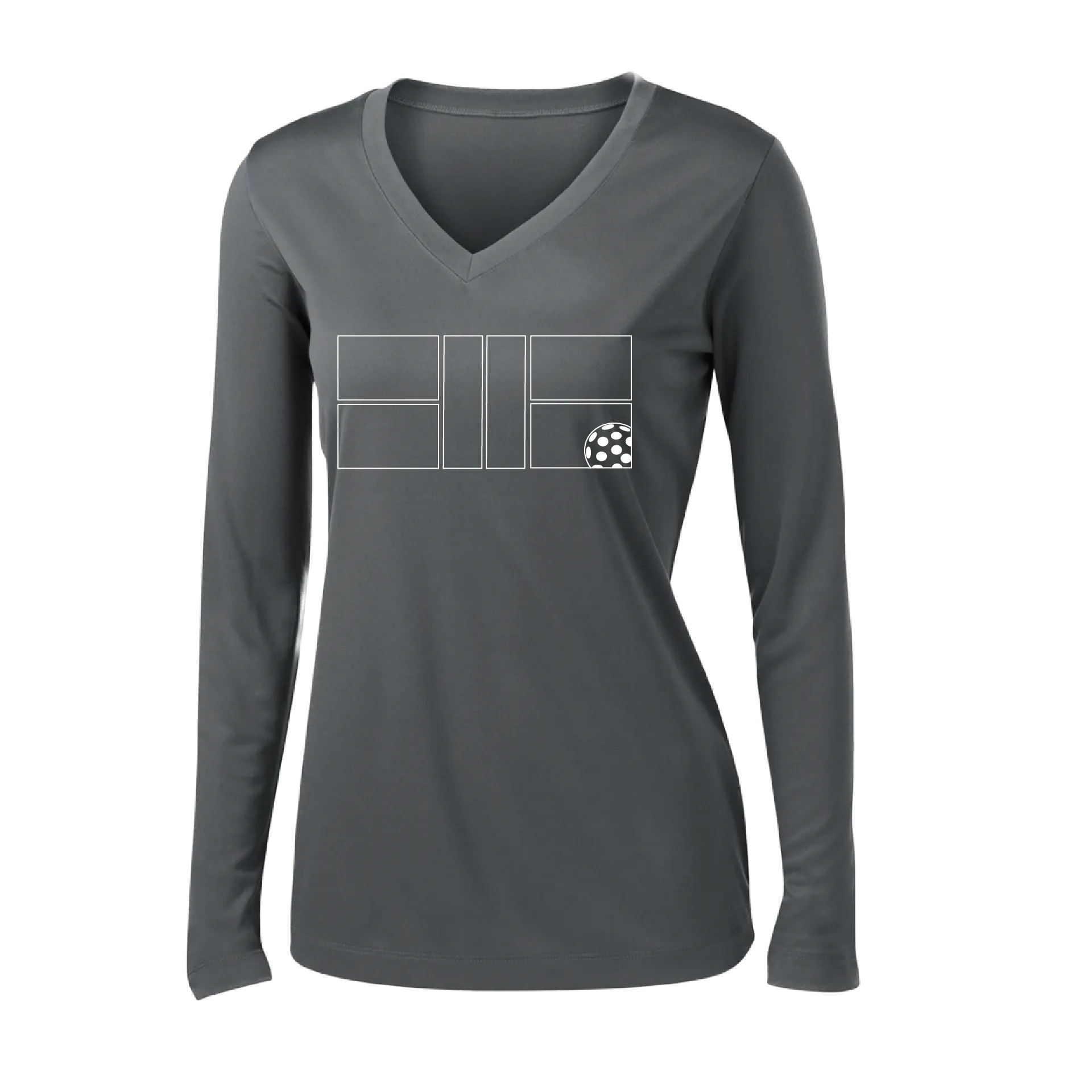 Pickleball Court | Women's Long Sleeve V-Neck Pickleball Shirts | 100% Polyester