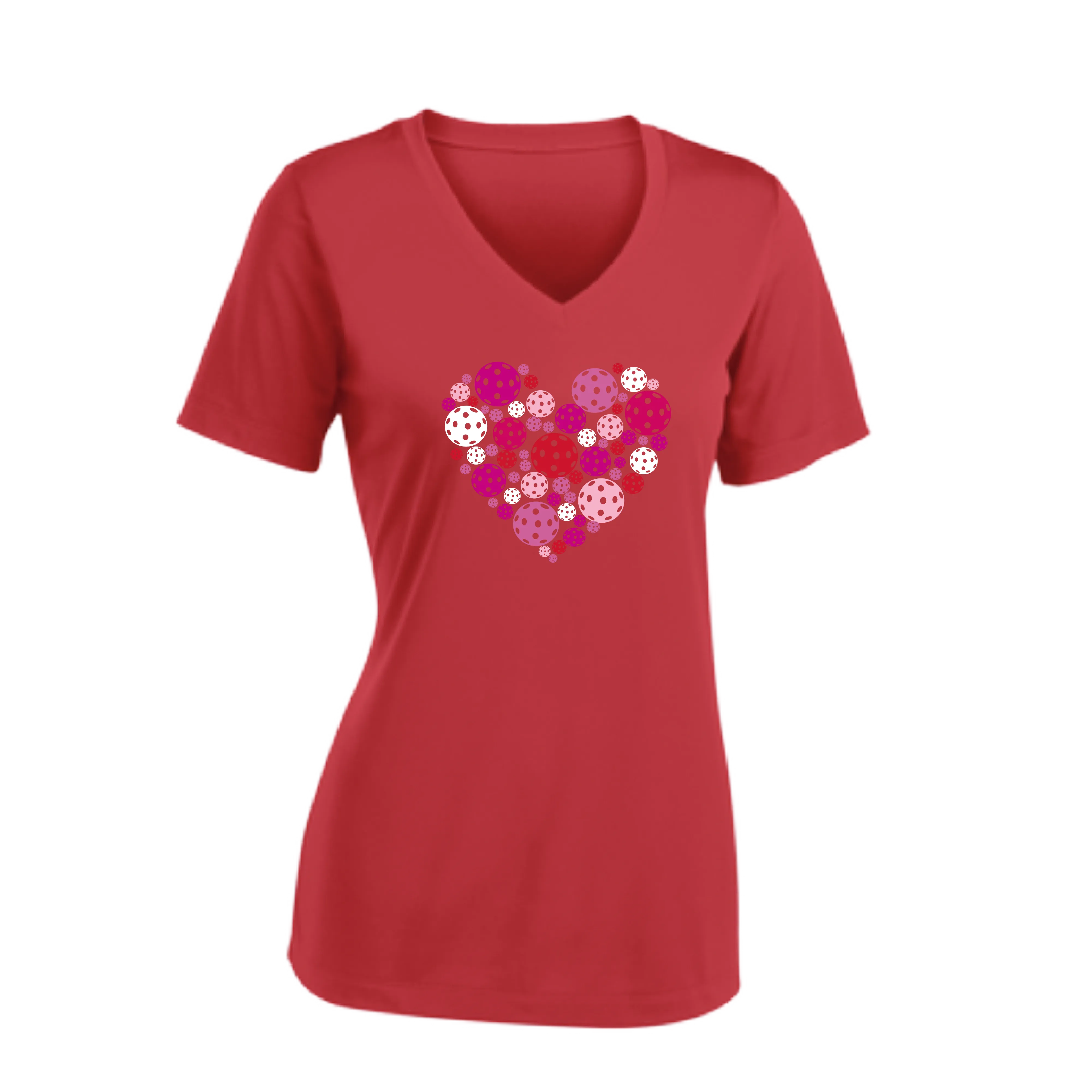 Pickleball Heart | Women's Short Sleeve V-Neck Pickleball Shirts | 100% Polyester