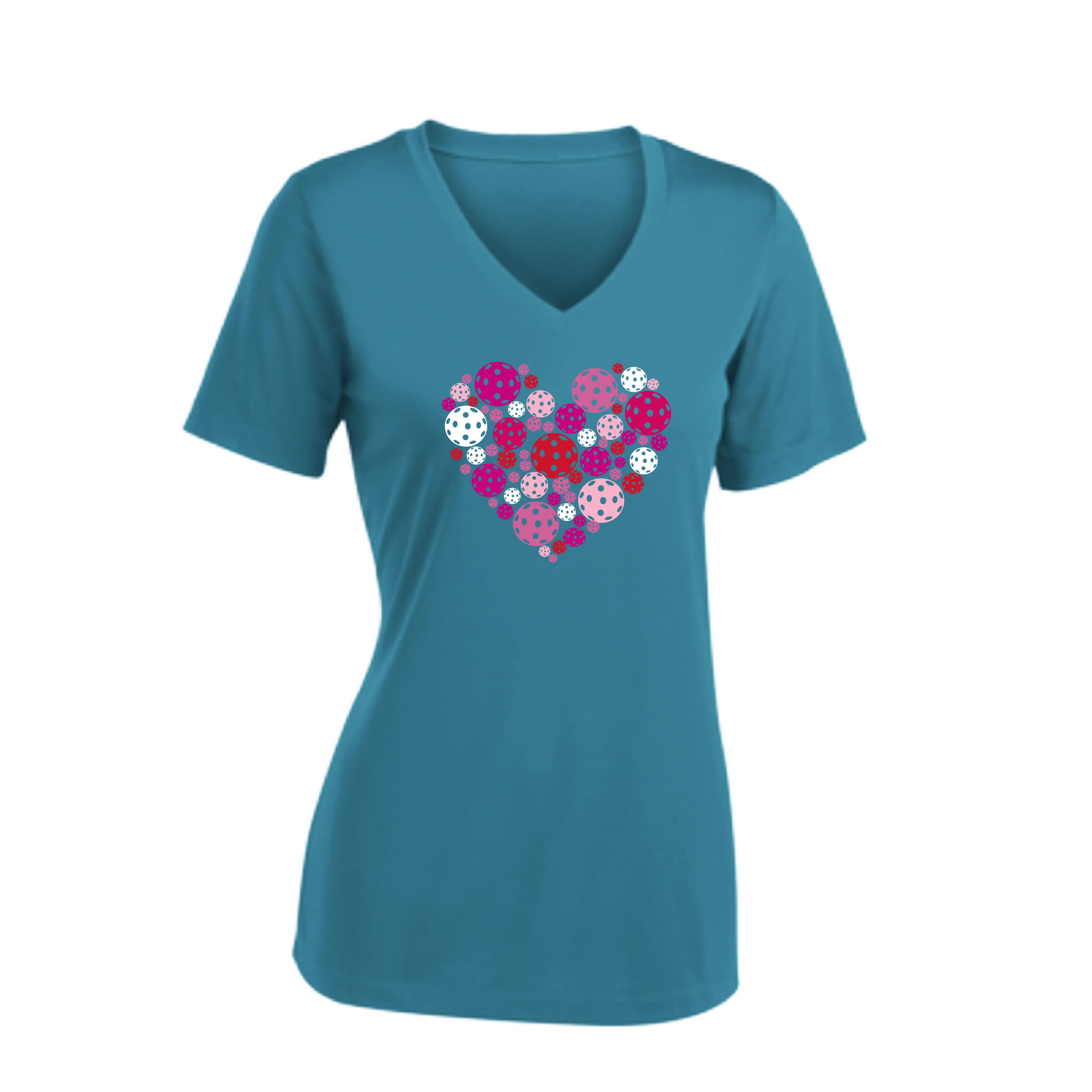 Pickleball Heart | Women's Short Sleeve V-Neck Pickleball Shirts | 100% Polyester