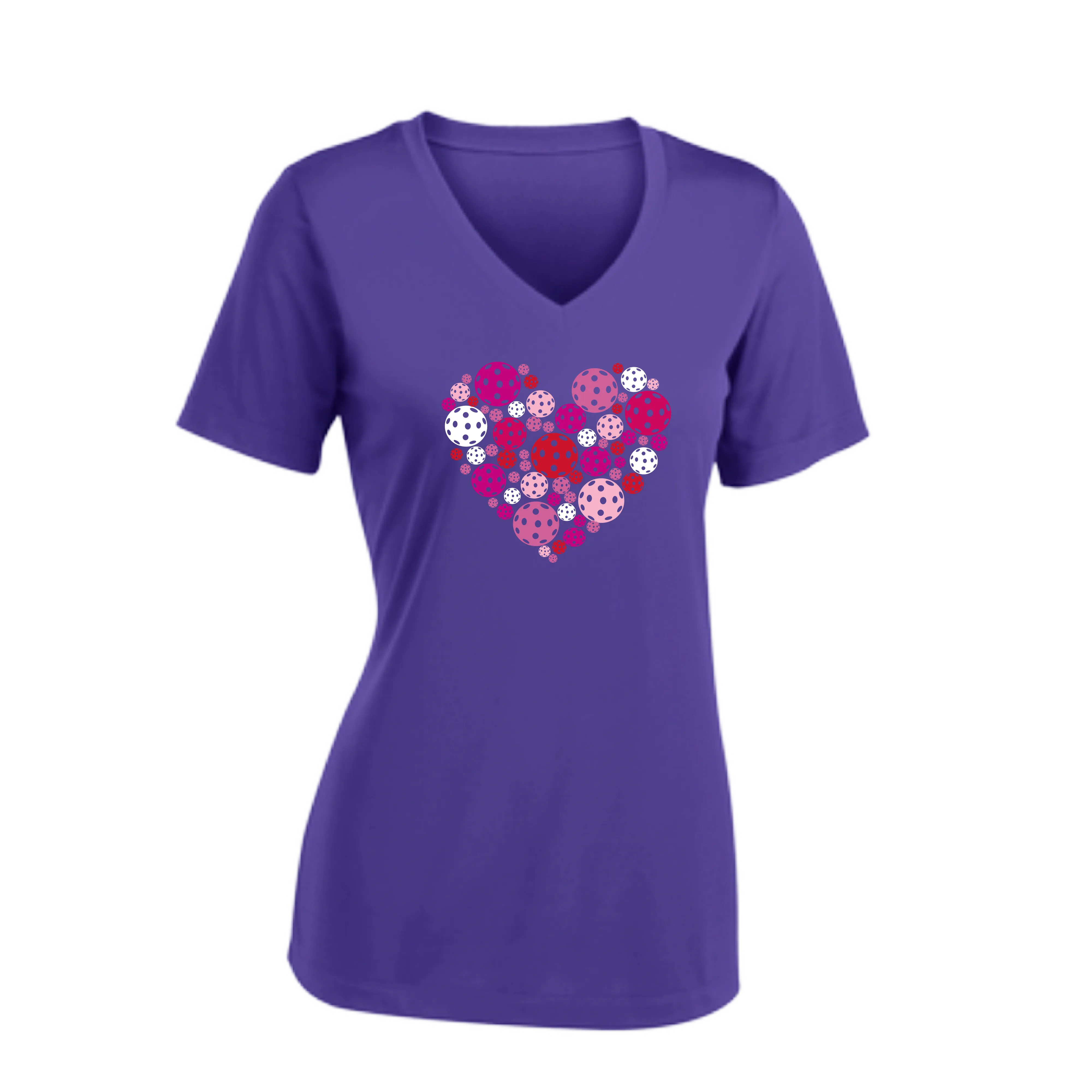 Pickleball Heart | Women's Short Sleeve V-Neck Pickleball Shirts | 100% Polyester