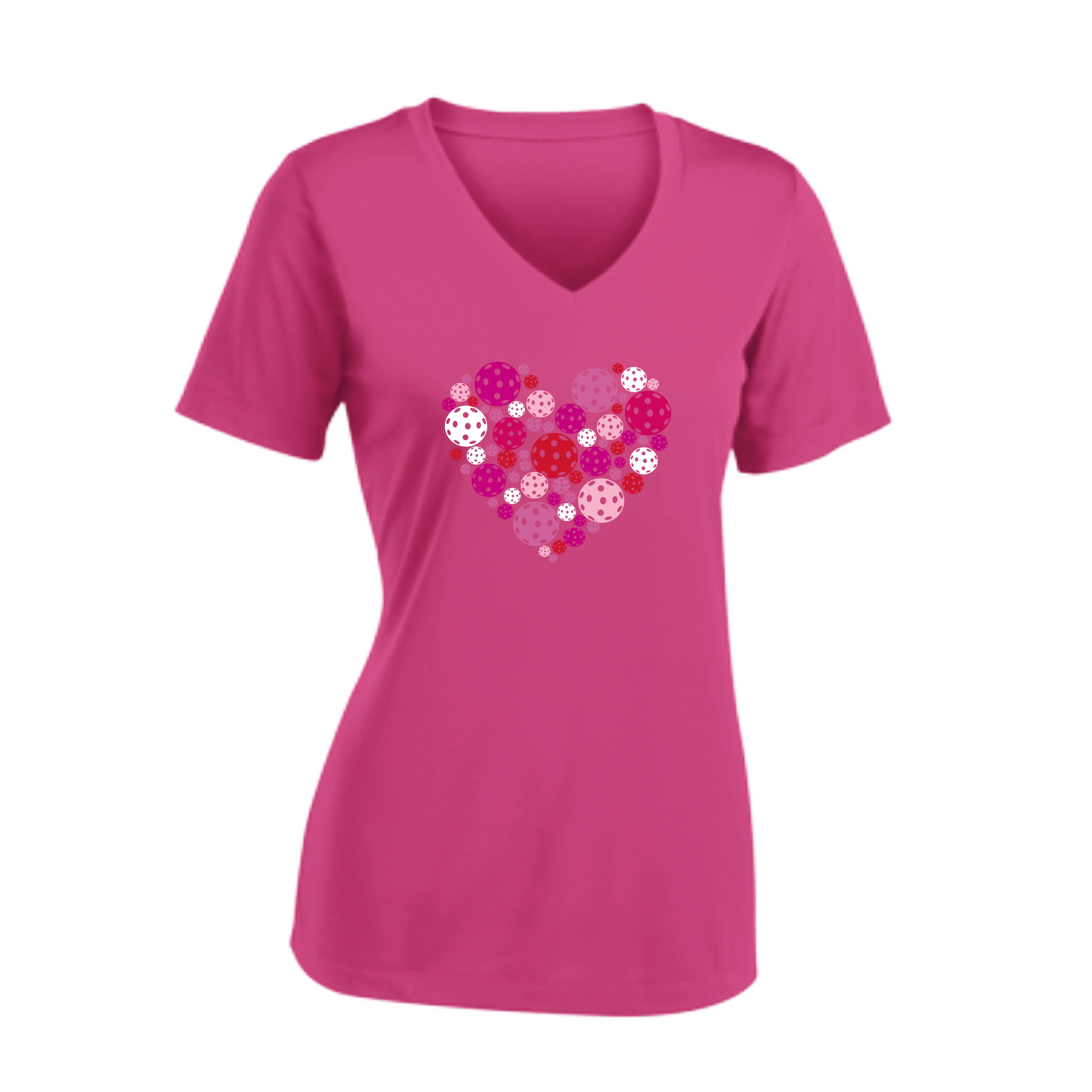 Pickleball Heart | Women's Short Sleeve V-Neck Pickleball Shirts | 100% Polyester