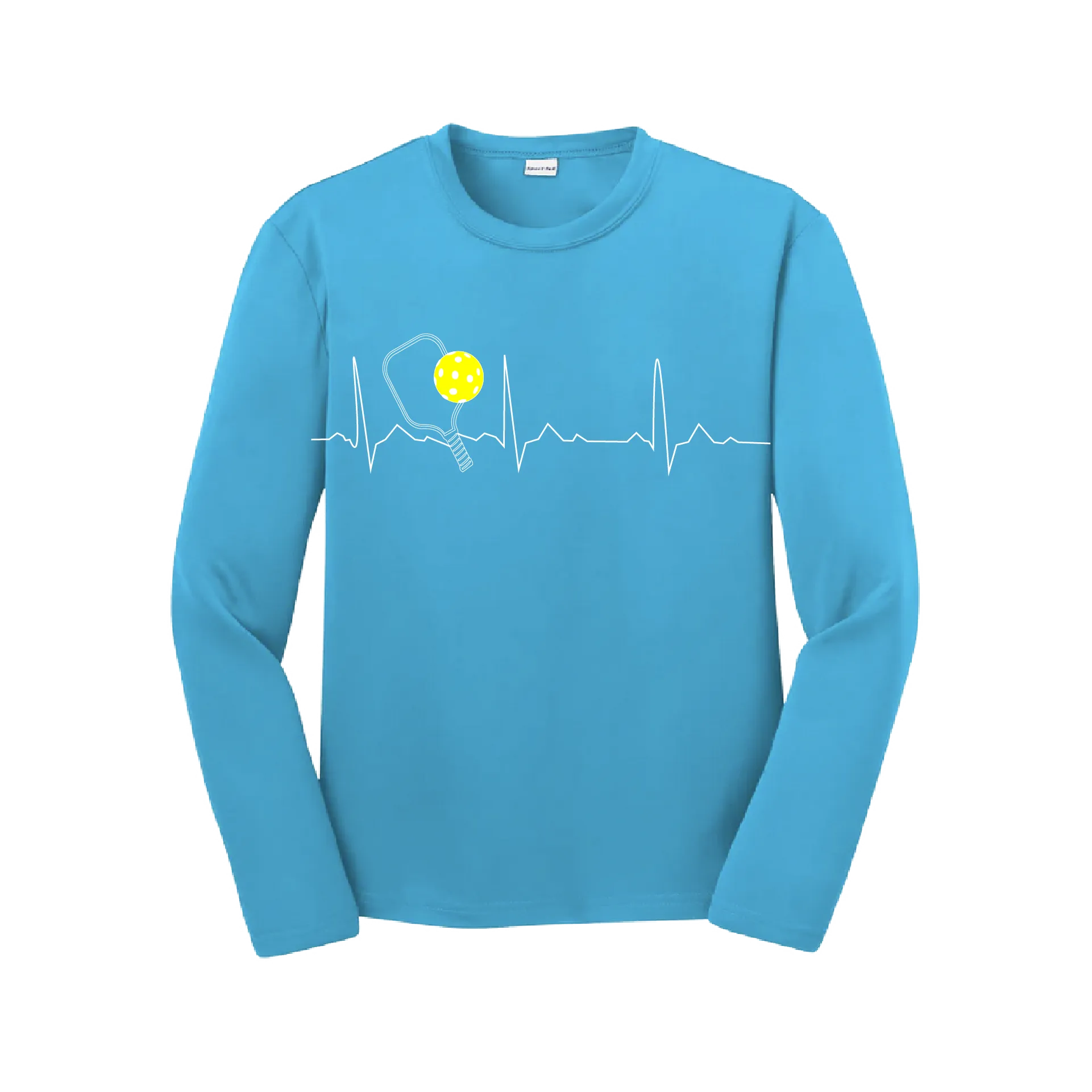 Pickleball Heartbeat (EKG) | Youth Long Sleeve Athletic Pickleball Shirt | 100% Polyester