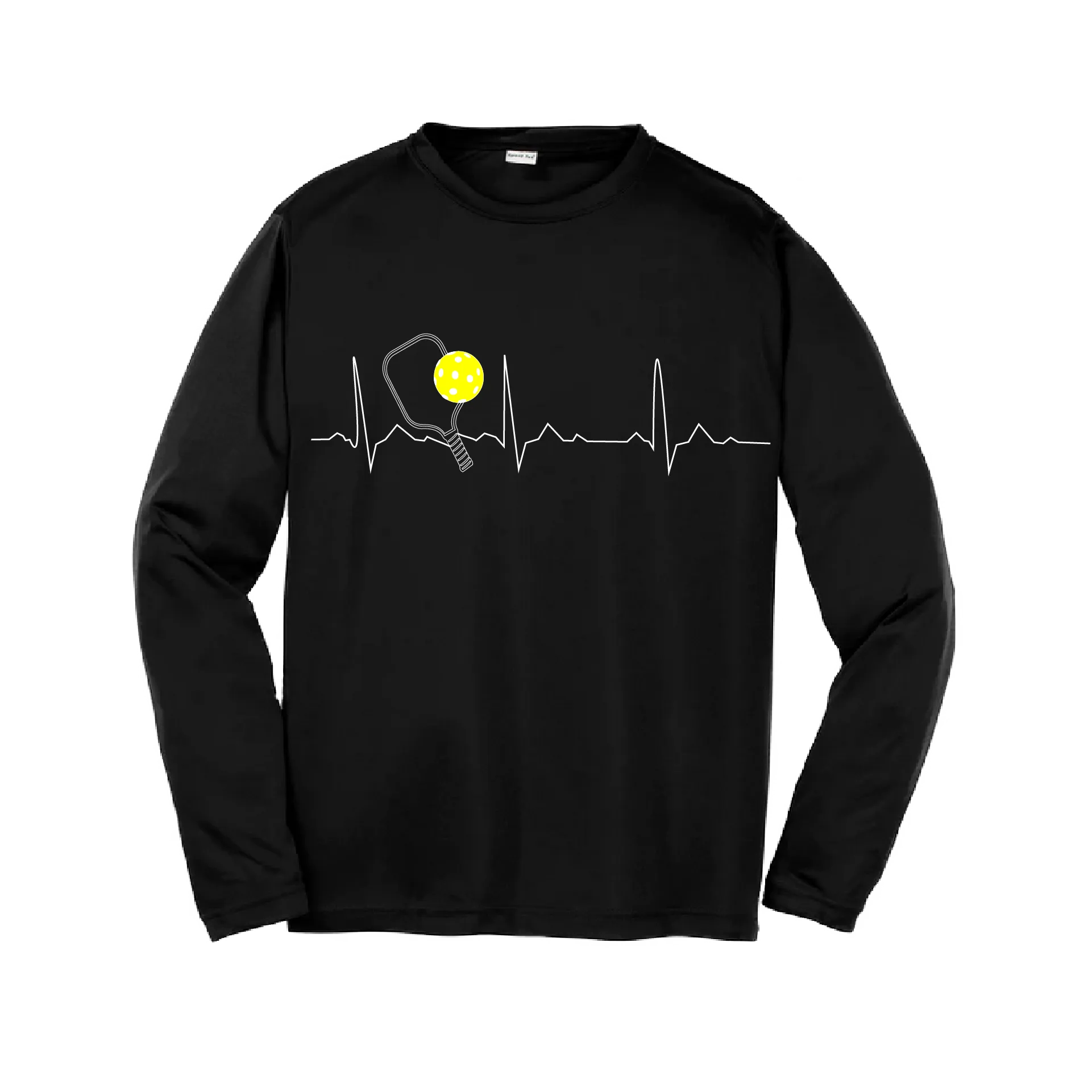 Pickleball Heartbeat (EKG) | Youth Long Sleeve Athletic Pickleball Shirt | 100% Polyester