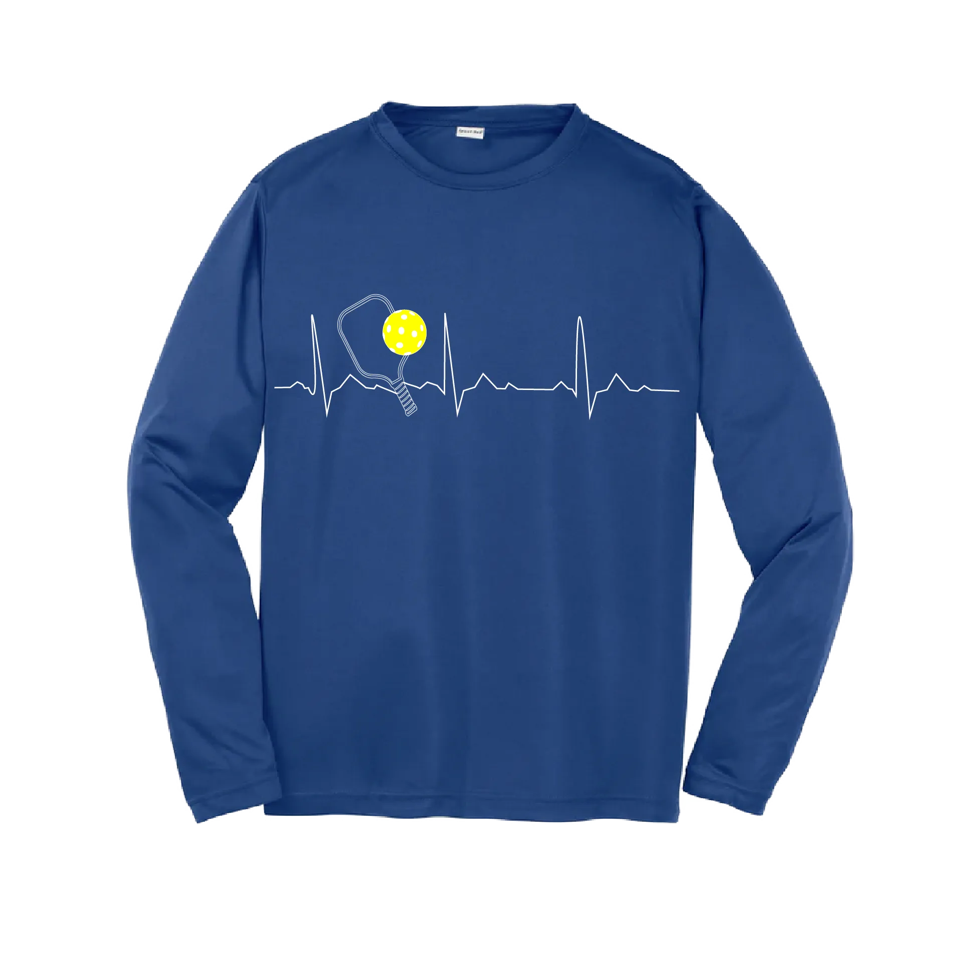 Pickleball Heartbeat (EKG) | Youth Long Sleeve Athletic Pickleball Shirt | 100% Polyester