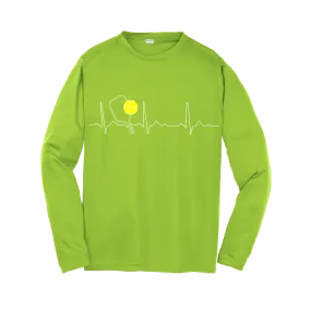 Pickleball Heartbeat (EKG) | Youth Long Sleeve Athletic Pickleball Shirt | 100% Polyester