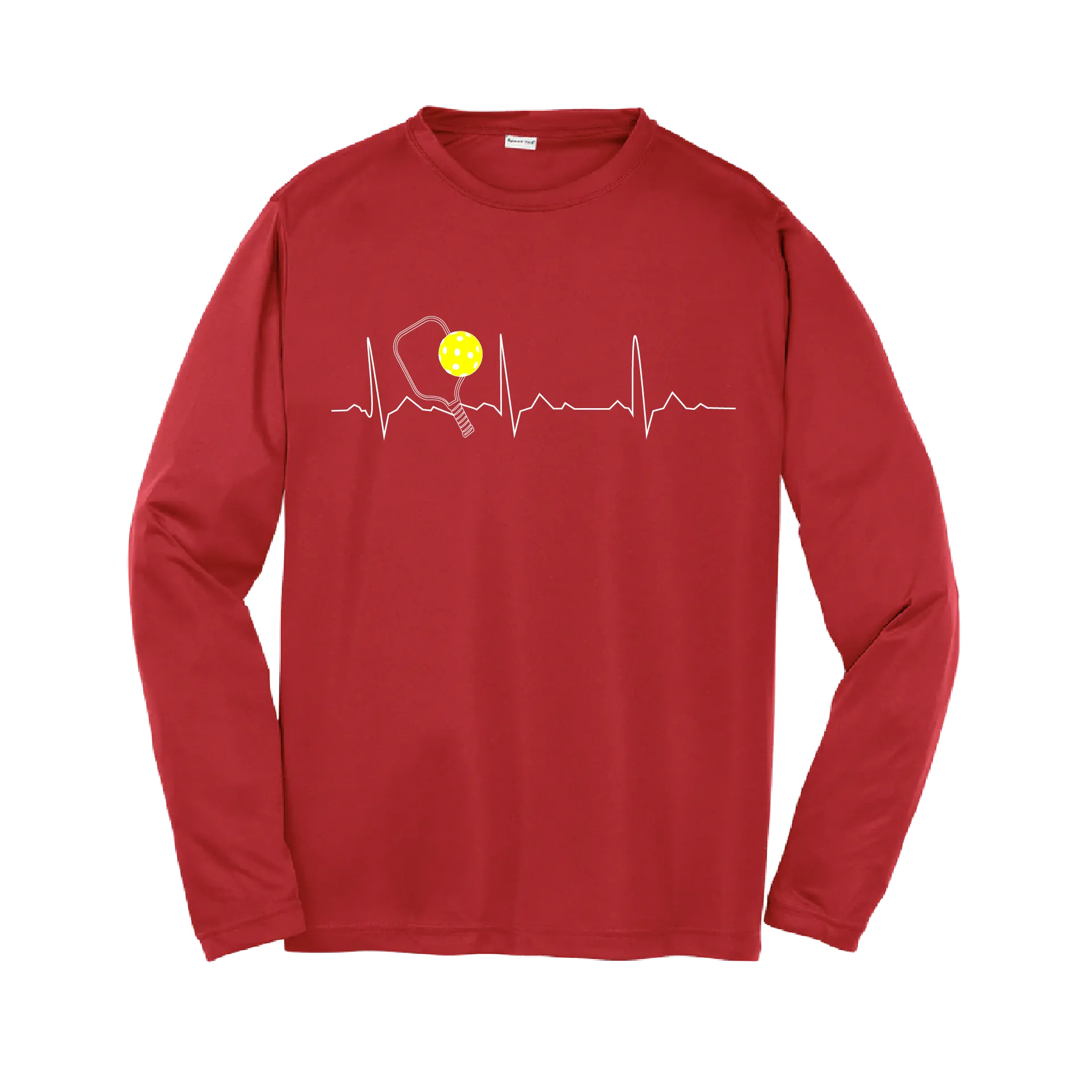 Pickleball Heartbeat (EKG) | Youth Long Sleeve Athletic Pickleball Shirt | 100% Polyester