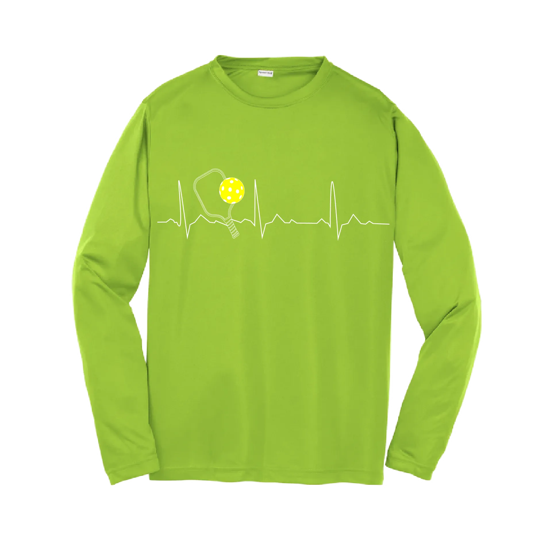 Pickleball Heartbeat (EKG) | Youth Long Sleeve Athletic Pickleball Shirt | 100% Polyester