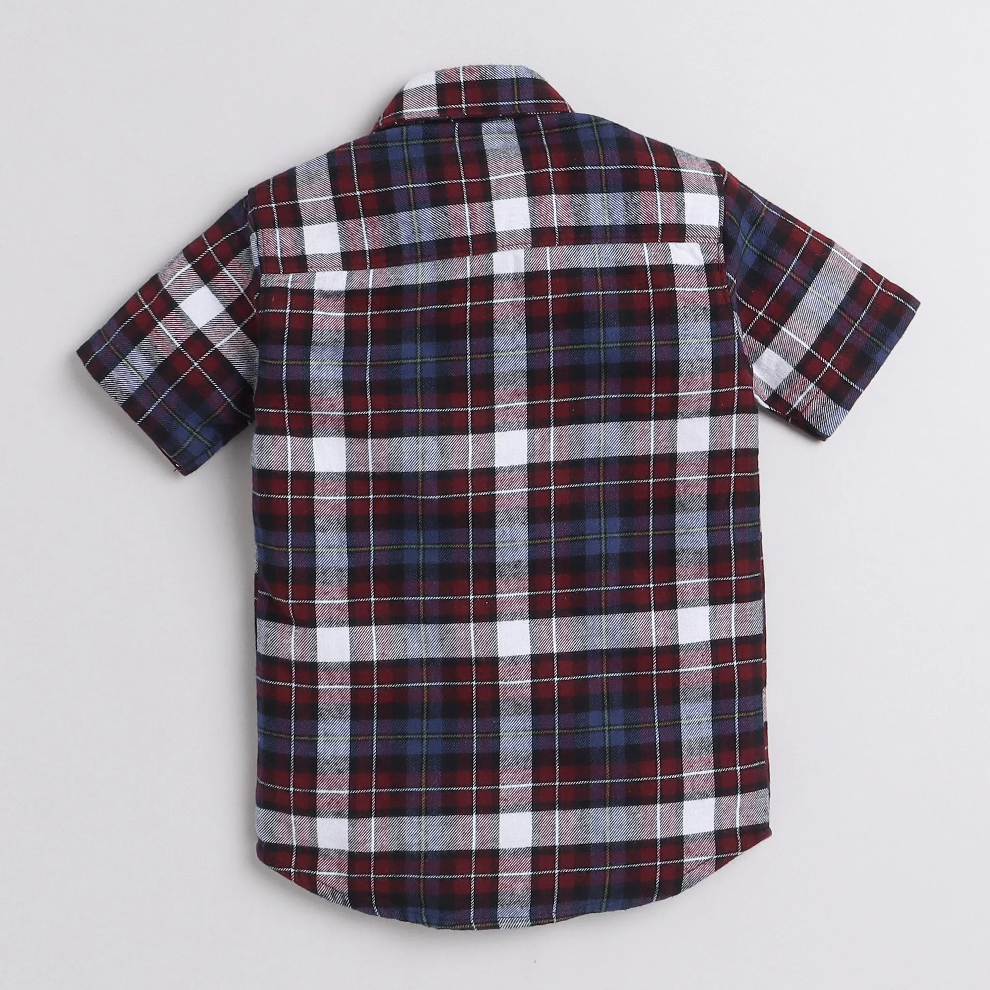 Polka Tots Half Sleeve Checks Shirt Attached Tshirt Surfing Print - Black