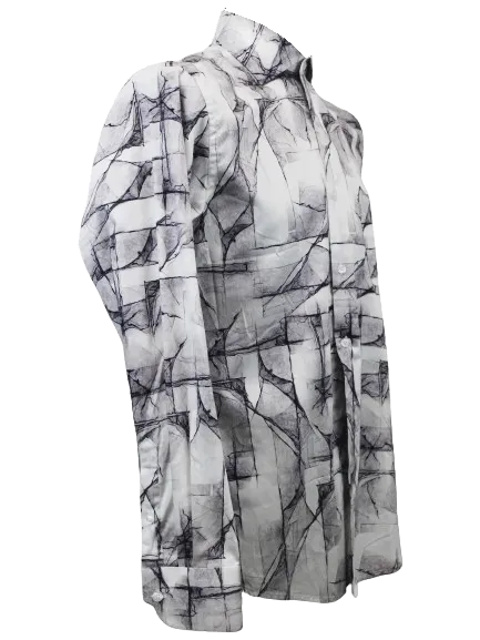 Rossini LS Reg Marble Pattern Grey Shirt