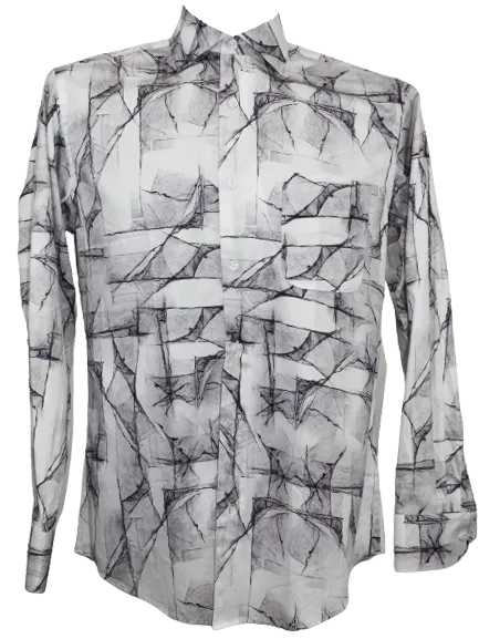 Rossini LS Reg Marble Pattern Grey Shirt