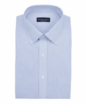 Slim Fit Navy Narrow Pin Stripe Spread Collar Supima® Cotton Non-Iron Pinpoint Oxford Dress Shirt