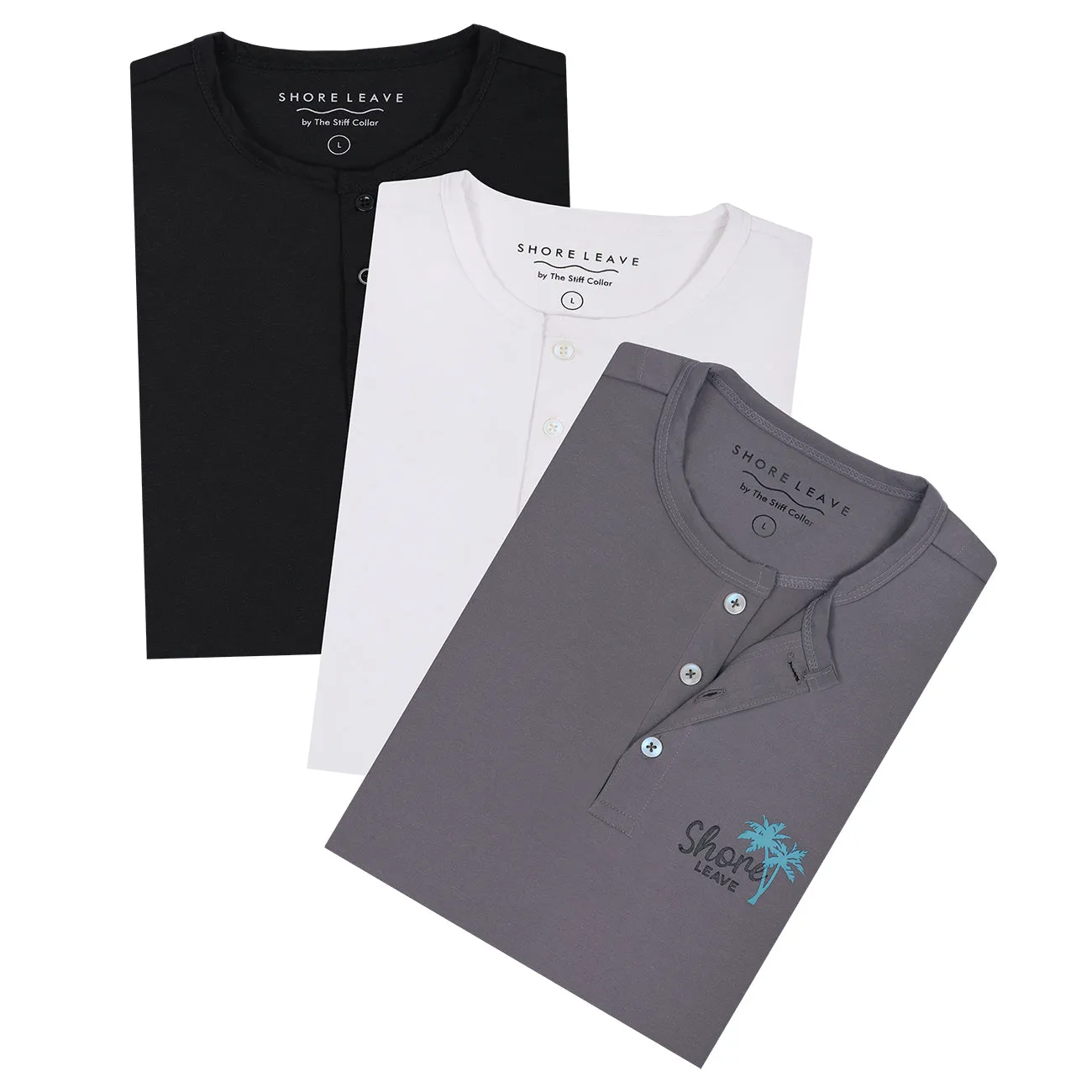 Soft Premium Henley T-shirt Combo Pack Of 3  (White, Grey, Black)