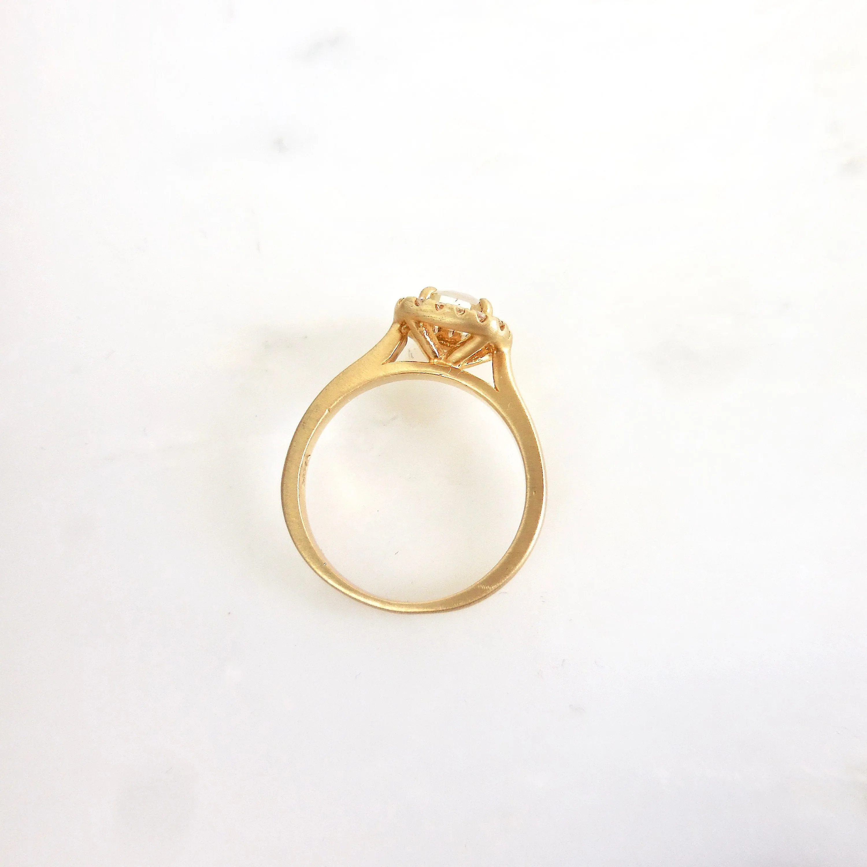 Square Diamond Halo Engagement Ring - Yellow Diamond Engagement Ring - Rustic Yellow Diamond Engagement Ring