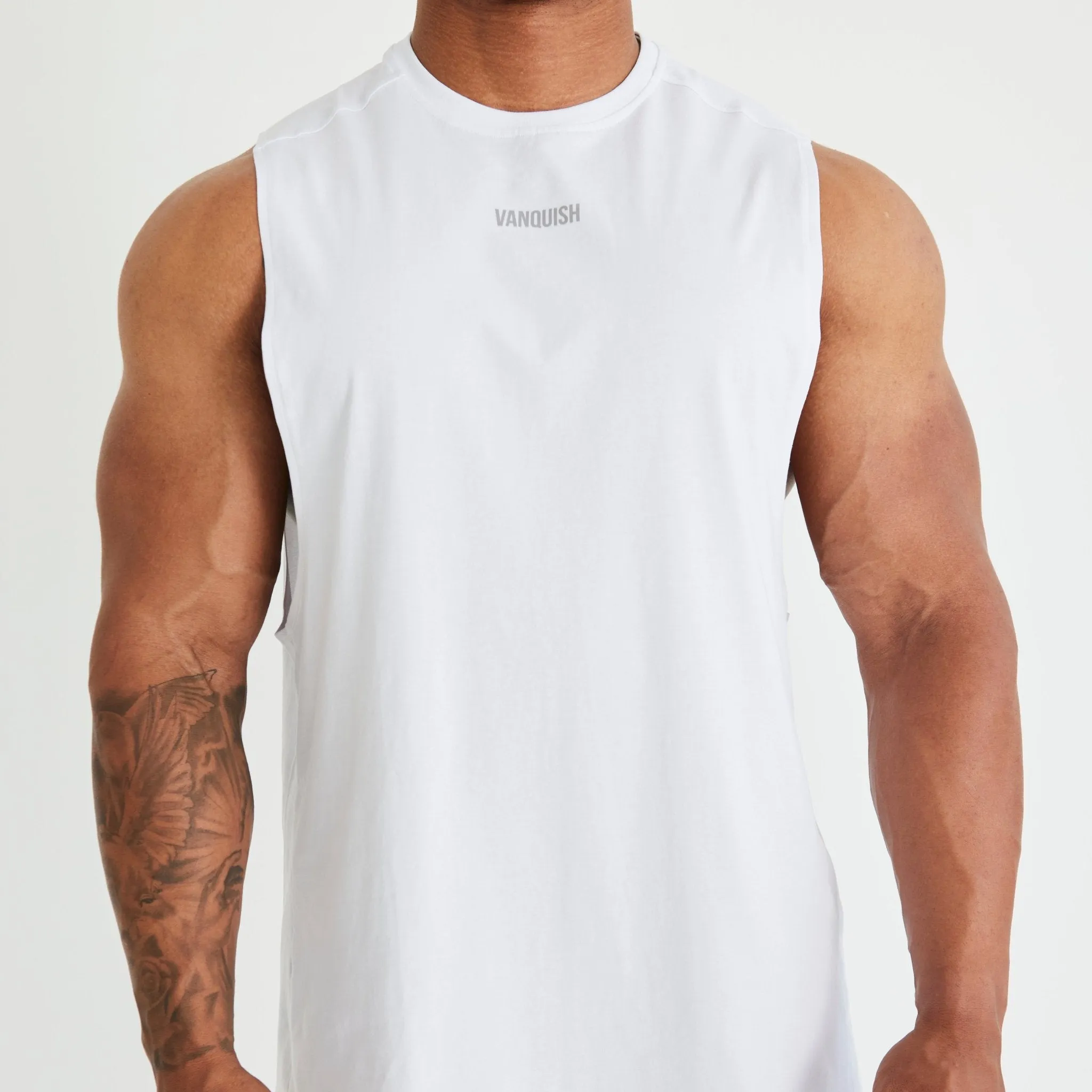 Vanquish Essential White Oversized Sleeveless T Shirt