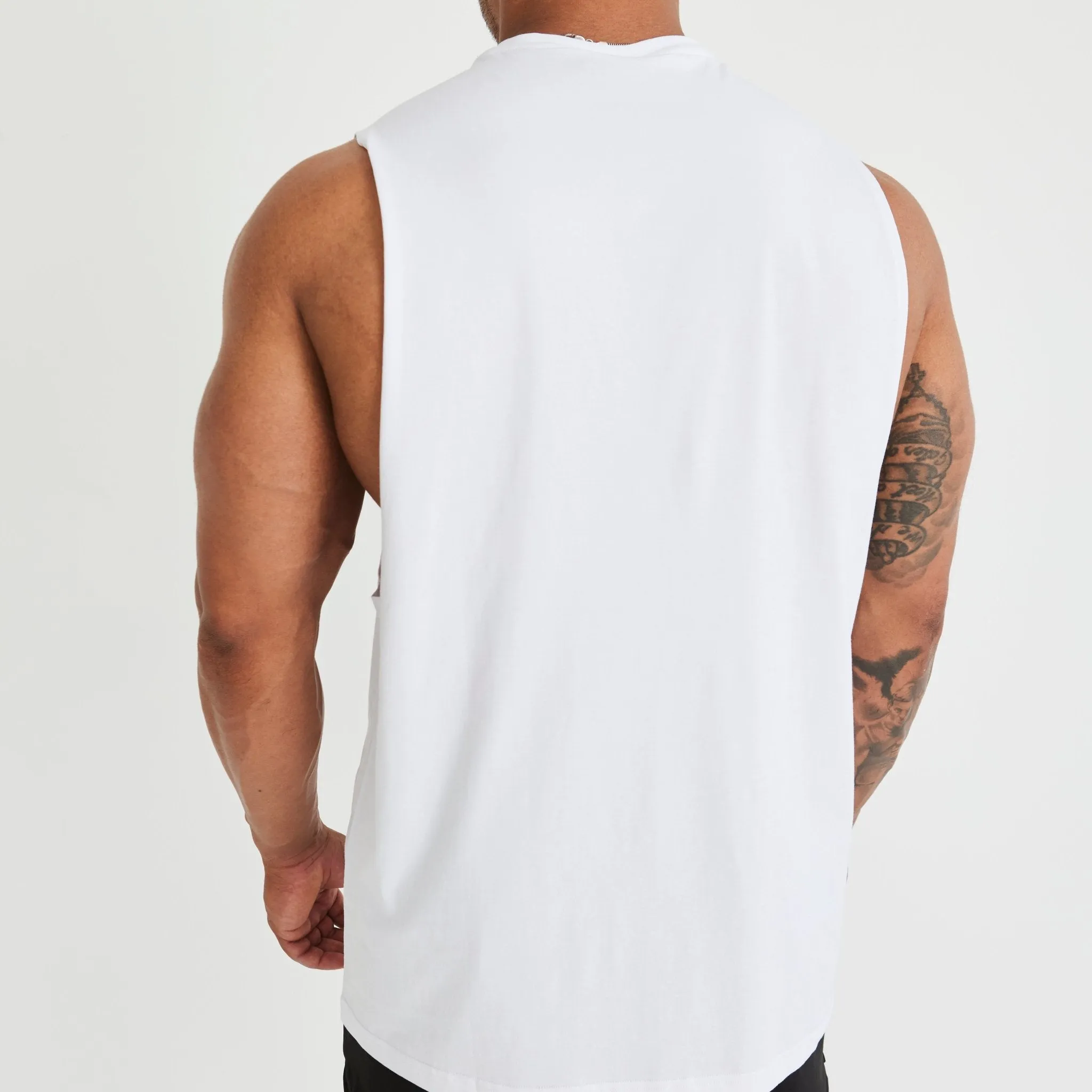 Vanquish Essential White Oversized Sleeveless T Shirt