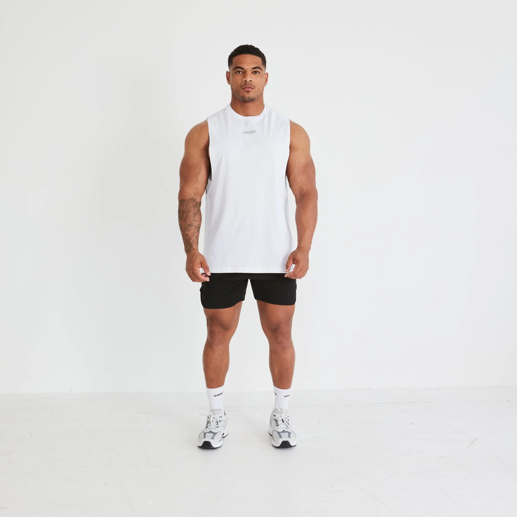 Vanquish Essential White Oversized Sleeveless T Shirt