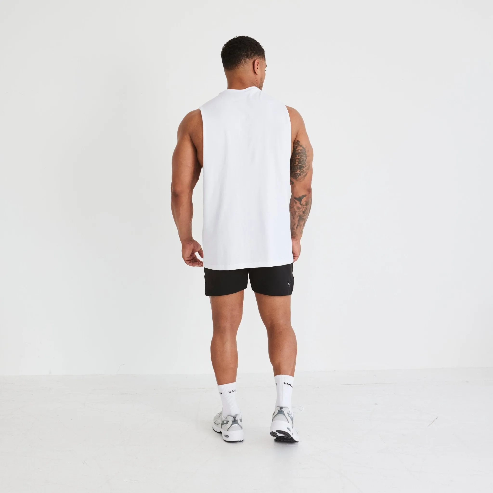 Vanquish Essential White Oversized Sleeveless T Shirt