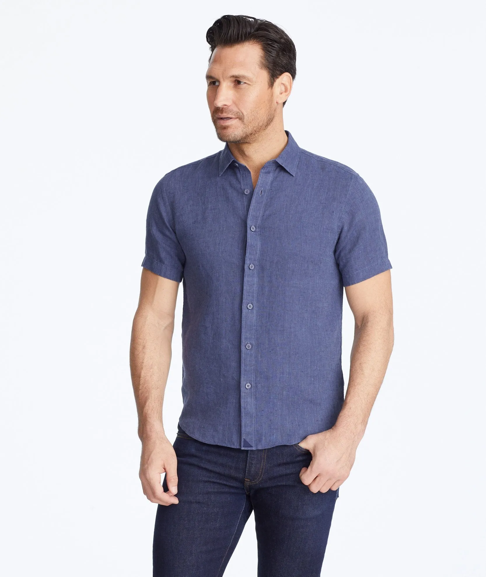 Wrinkle-Resistant Linen Short-Sleeve Araujo Shirt - FINAL SALE